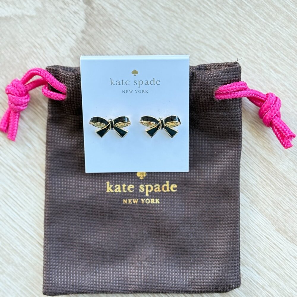 kate spade Black and Gold Bow Earrings